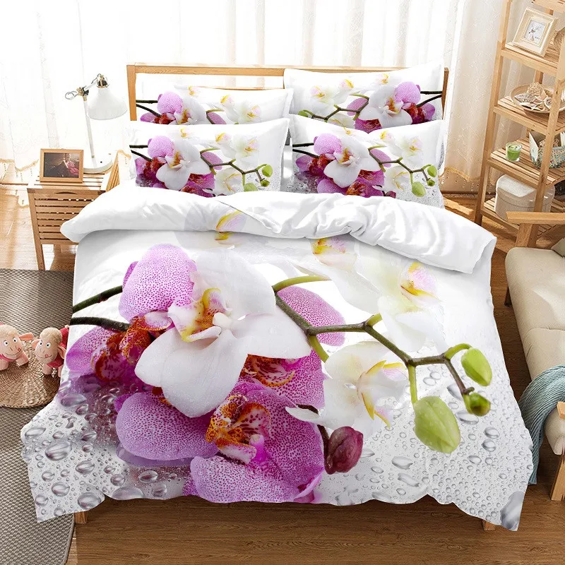 Linen Duvet Cover - Комплект постельного белья с цветами, пододеяльник,