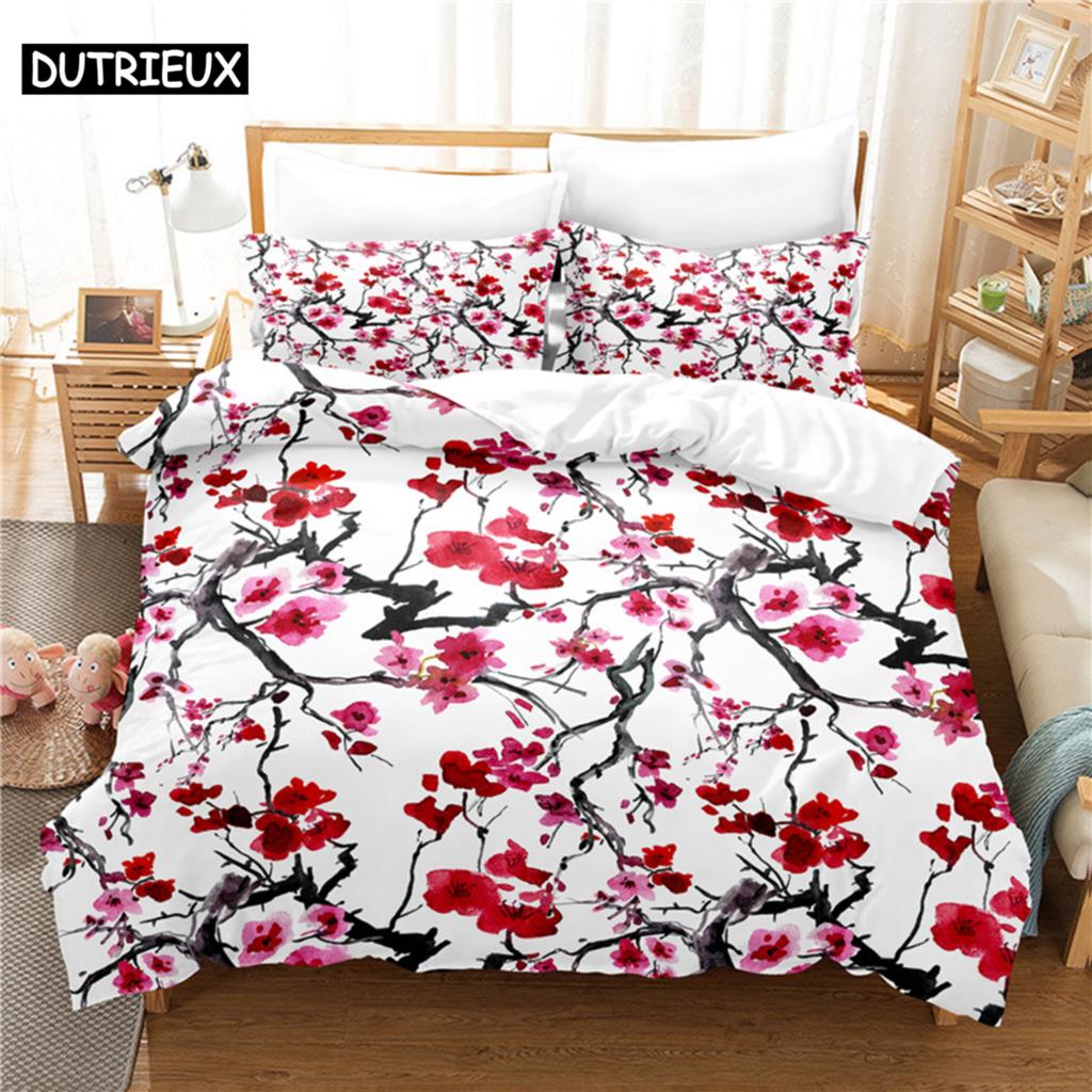 Linen Duvet Cover - Комплект постельного белья с цветочным принтом,